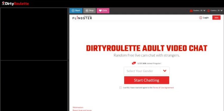 Screenshot DirtyRoulette Main Page